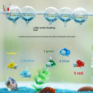 Fish Tank Floating Decoration Ornaments Suspended Cartoon Glass Float Bubble Fish Seahorse Whale Crab Dolphin Flower Turtle