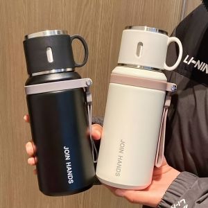 316 Stainless Steel Insulated Water Bottle with Cup Portable Vacuum Flask for Outdoor Activities Handheld Tumbler Keep 24Hr Cold