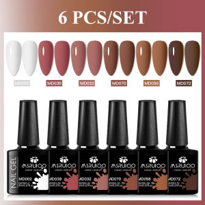 6pc Coffee Chocolate Nail Gel Polish Set Neutral Brown Shades UV LED Nail Salon Supplies Varnish for Fall Winter DIY Manicure