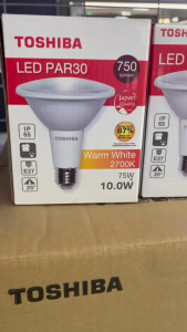 หลอดไฟ TOSHIBA LED PAR30 10W แสงเหลือง 2700K E27 IP65