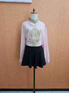 atasan wanita pink muda pastel XL XXL blouse lengan panjang MEWAH cute