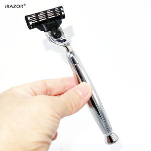 Irazor ด้ามจับมีดโกนด้วยมือสำหรับผู้ชายที่ทำจากโลหะที่โกนหนวดเครื่องมือตัดเครางานฝีมือใหม่ใบมีด Mach 3
