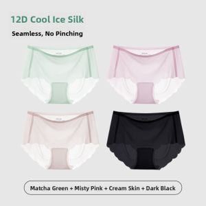 MiiOW | Large Size Ice Silk Seamless Womens Underwear Breathable Summer Thin Triangle Shorts Comfortable Non-Marking Pants