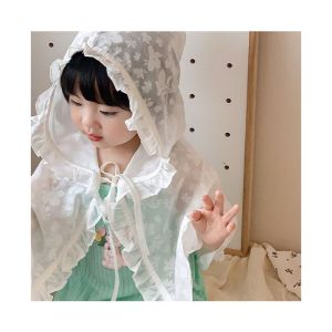 New Baby Outing Cape Coat Infant Toddler Summer Thin Princess Style Boys Girls Clothes with Hood Sun Protection Clothes