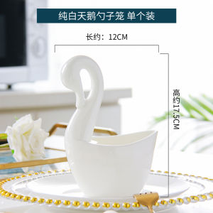 Bone China Pure White Large Soup Spoon Long Handle Dining Utensils Set of 4 Creative Serving Spoons Rice Spoon Soup Ladle