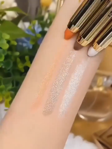 6 Colors Double-headed Silkworm Pen Waterproof Glitter Eyeshadow Stick Shiny Eye Shadow Highlighter High-gloss Women Cosmetics