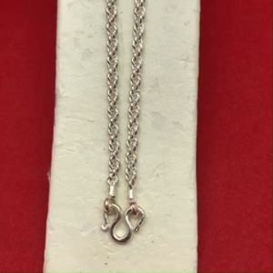 สร้อยคอลายเกลียวเชือก ตะขอตัวเอ็ม ความยาว 20 นิ้ว ชุบเงิน งานเเฟชั่น ใส่อาบน้ำได้ ใส่ในชีวิตประจำวันได้ พร้อมส่ง