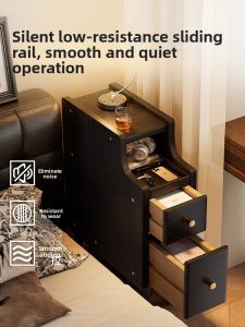 Narrow Solid Wood Bedside Table 20cm for Home Use Bedroom Small Cabinet Sideboard High End Sensation Gap Storage Organizer