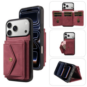 PU Leather Phone Case for IPhone17e 16 15 14 13 12 11Pro Plus Pro Max with Kickstand&Multi Card Slots Shockproof Dustproof Cover
