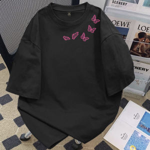 เสื้อยืดแขนสั้นผ้าฝ้ายแท้สไตล์อเมริกันสำหรับผู้ชาย ทรงหลวมสบาย ๆ สำหรับวัยรุ่น ฤดูร้อน แฟชั่น เสื้อคู่รัก แขนสั้น คอกลม