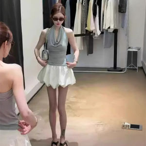 CHOEFULYN | Áo Crop Top Trắng Không Quai Dây Hở Lưng