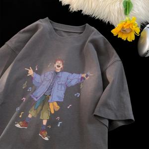 Pure Cotton Short Sleeve T-Shirt Mens Summer New Style Loose Version Half Sleeve High School Students Fashionable Breathable