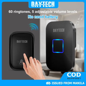 Daytech door bell wireless waterproof No Battery Required Waterproof Self-Powered door bell 300m Range for Home/Hospital/Hotel DB09