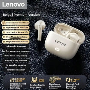 Lenovo | Lenovo EA175 TWS Half In Ear Bluetooth 5.4 Earphones ENC Noise Cancelling Low Latency Gaming Earbuds Touch Control Long Playtime