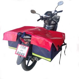 Super Jumbo กระเป๋าพาดเบาะมอเตอร์ไซค์ ผ้าเต็นฑ์ หนาพิเศษ กันน้ำ กระเป๋าส่งพัสดุ กระเป๋าเคอร์ กระเป๋ามอเตอรูปกาง
