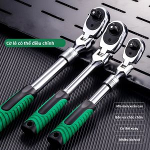 Cờ Lê Bánh Cóc Có Thể Điều Chỉnh Với Tay Cầm Có Thể Kéo Dài 72 Răng Tháo Nhanh Có Thể Đảo Ngược Ổ Cắm Ổ Đĩa 1/4 3/8 1/2 Inch Thép Đa Chức Năng Crom-Vanadi