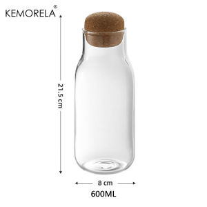 1PCS Clear Glass Storage Jar With Natural Cork Lid Airtight Sealed Glass Canister Kitchen Cereal Pasta Grain Soybean Tea Coffee