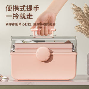 Dustproof Cosmetic Storage Box Large Capacity Makeup Lipstick Jewelry Multi-layer Handheld Nail Tool Box Desktop Organizer