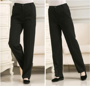 Black Straight Leg Pants Elastic Waist Hotel Cleaning Work Trousers Large Size Womens Pants Coffee Property Room Cleaning