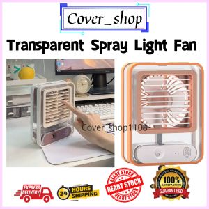 [Ready Stock] Transparent Spray Light Fan Portable USB Charging Big Wind Air Conditioning Fan