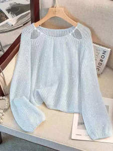 เสื้อถักคอตั้งแขนยาวทรงหลวมสไตล์หวานสำหรับผู้หญิง ฤดูใบไม้ผลิ 2025 เสื้อผ้าทำงานสไตล์เกาหลี ปกโปโล ดีไซน์วัลนัท