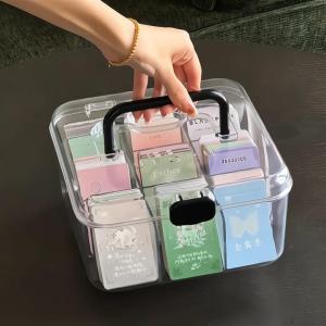 Thickened Transparent Storage Box Dustproof Cover Home Use Large Capacity Star Small Card Organizer Desktop Storage Box