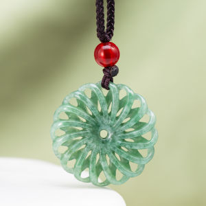 ที่มีใบรับรองผู้ชายโชคดีธรรมชาติ น้ำแข็งหยกสีเขียวกลวงล้อจี้สร้อยคอ Y1N - ราคาสามารถกำหนด