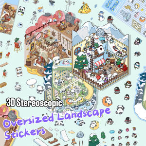 Plus Size tow-story Cabin Scene DIY Sticker Highly Playable Sticker Stacking Pasting Festival Birthday Gift for