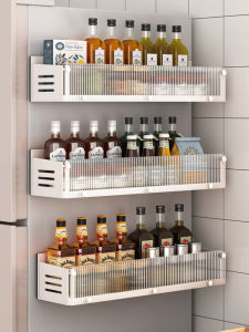 Kitchen Multi-Function Storage Rack Magnetic Absorption Spice Paper Towel Preservation Film Organizer No Drilling Required