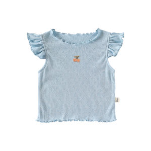 Summer New Style Thin T-Shirt for Girls with Lace Sleeves Base Layer Outwear Baby Clothes Cotton Polyester Blend A-Class