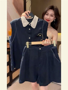 LTST | Stylish Lace Patchwork Sleeveless Blouse and Shorts Casual Set