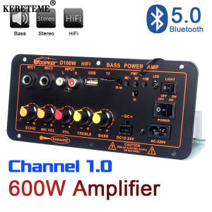Kebememe 600W Bluetooth 5.0 Bộ khuếch đại âm thanh Micro kép mô-đun amp 12V 24V 220V Hifi bộ phát nhạc âm thanh nổi Bảng Giải Mã