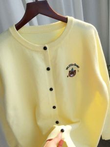 Áo Len Cardigan Dệt Kim Cổ Tròn Dáng Rộng Thời Trang Thu Đông Có Nút Cài Một Hàng Áo Khoác Ngoài Mỏng Cao Cấp Áo Sơ Mi