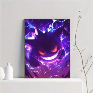 Bandai | Bộ Tranh Kim Cương 5D Tự Làm Thiết Kế Pokemon Kiểu Ma Quái Ngầu Với Khói Tím Thủ Công Thư Giãn Dán Đầy Đủ Không Cần Khung.