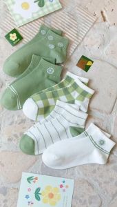 Zaman Now: Kaos Kaki Wanita Motif Lime & Ankle Socks Korean Karakter Lemon Hijau Cute