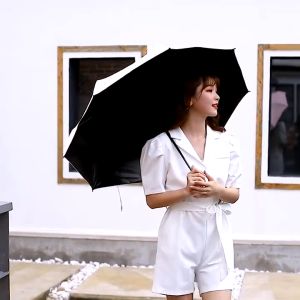 Parasol ร่มกันแดดแบบพับได้น้ำหนักเบาพกพาได้ ร่มพับได้น้ำหนักเบากันน้ำแข็งแรงทนทานพร้อมซี่โครง6ตัวที่เสริมด้วยการเปิดปิดอัตโนมัติ