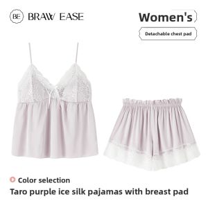 BE | Lace Silk Camisole Sleepwear with Pads for Women
