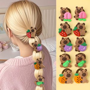 10 Pieces of Multi-Color Cute Kapibara Hair Ties Suitable for Daily Wearing Gifts for Girls