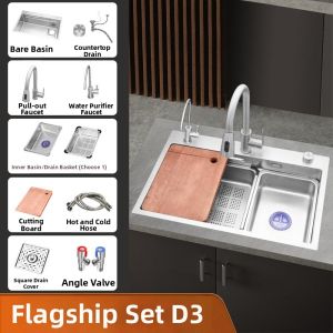 Food Grade 304 Stainless Steel Thickened Non-Coated Single Basin Kitchen Sink