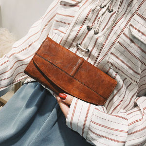 Vintage Clasp Leather Long Wallet Big Capacity Multifunction