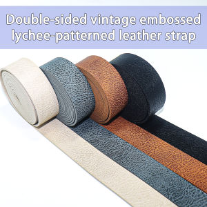1 Roll 2.5x120cm Vintage Lychee Texture Artificial Leather Double Sided PU Strap for Decorative Accessories Handmade Bag Strap