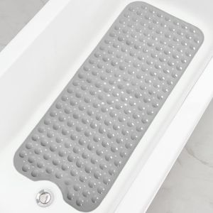 Bathtub Mats for Shower Tub Extra Long Non-Slip 40 X 16 Inch Bath Mat with Drain Holes and Suction Cups Bath Mat for Bathroom
