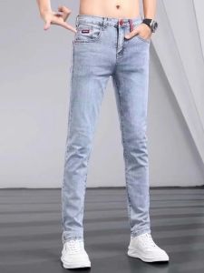 Spring Summer Stretchy Slim Fit Jeans Mens Casual Style Elastic Denim Pants Youth Trendy Brand Teenagers Long Trousers