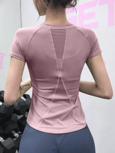 Womens Fitness Clothing Quick Dry Short Sleeve Running Training T-Shirt Slimming Effect Yoga Sportswear Professional Exercise Top