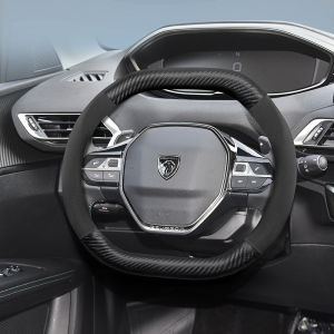 Suitable for Peugeot Suede Matte Carbon Fiber Texture Steering Wheel Cover Suitable for 206 208 3008 308 207 307 2008 508 5008 407 107 Partner Rifter Tepee 106 306 Boxer Expert 205 Rcz 2019 408