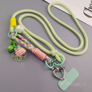 สร้อยคอโทรศัพท์มือถือแบบยาว 3-in-1 ดีไซน์น่ารัก สร้อยคอสำหรับถือกล้องกลางแจ้ง โซ่ป้องกันการสูญหาย สร้อยข้อมือแบบปรับได้จาก Zengge