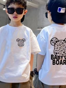 Áo Thun Cotton Tay Ngắn Cho Bé Trai Mùa Hè 2025 Áo Thun Trẻ Em Rộng Rãi Cổ Tròn in Họa Tiết Thoáng Khí Thoải Mái