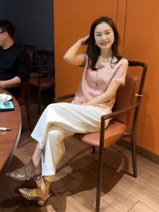 V.C.I | Luxurious Pink Short Sleeve T-shirt Summer New Fashion Design