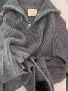 CAOZIMUYI | Korean Style High-Class Turn-down Collar Knitted Sweater Cardigan Soft and Lazy Wind