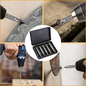 5pcs Damaged Screw Remover Set Stripped Broken Screw Bolt Remover and Extractor Drill Bit Set With Storage Box
